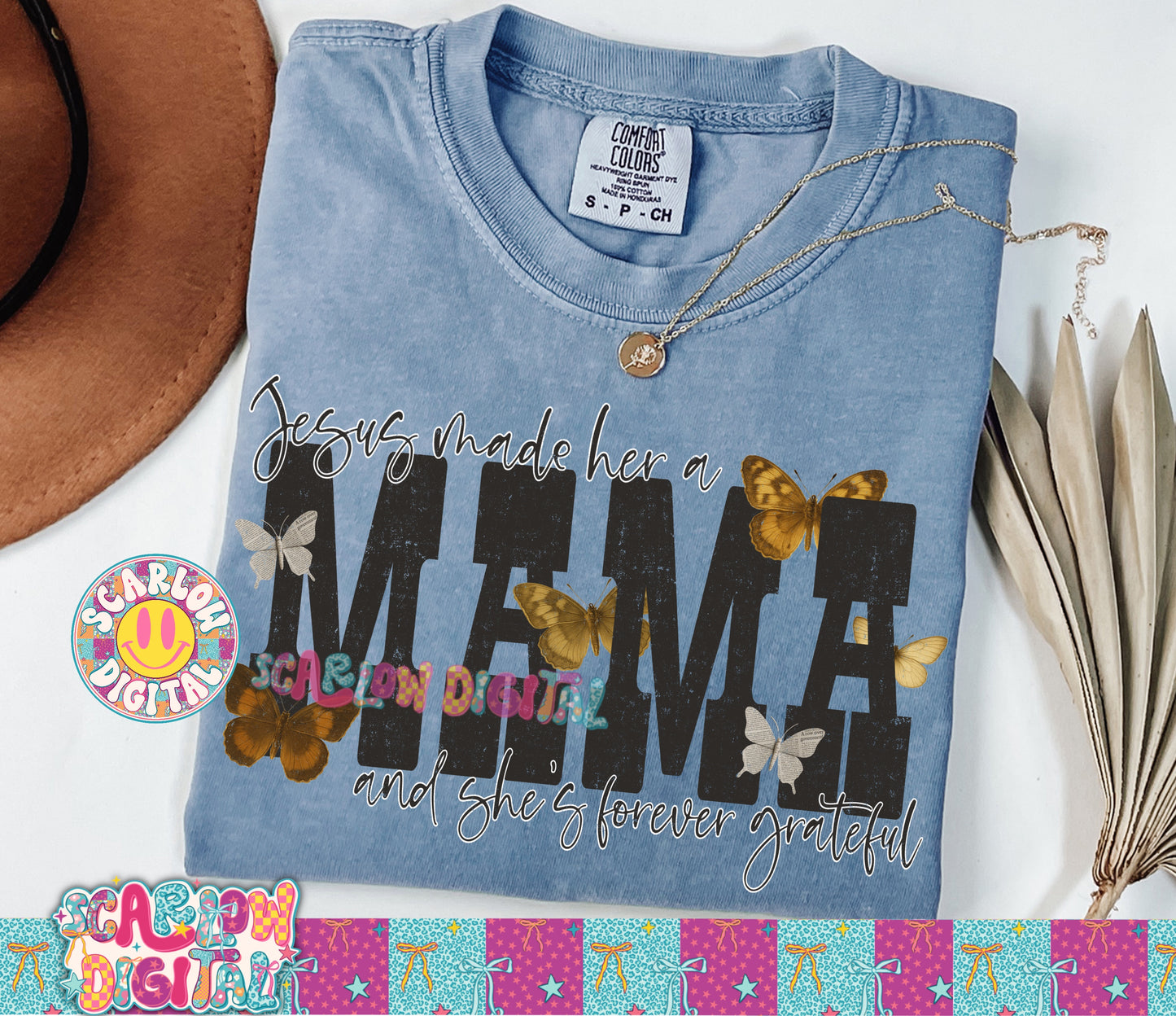 Jesus Made Her a Mama with Butterflies PNG Digital Design