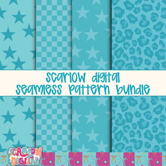 Blue Seamless Pattern Bundle Digital Design