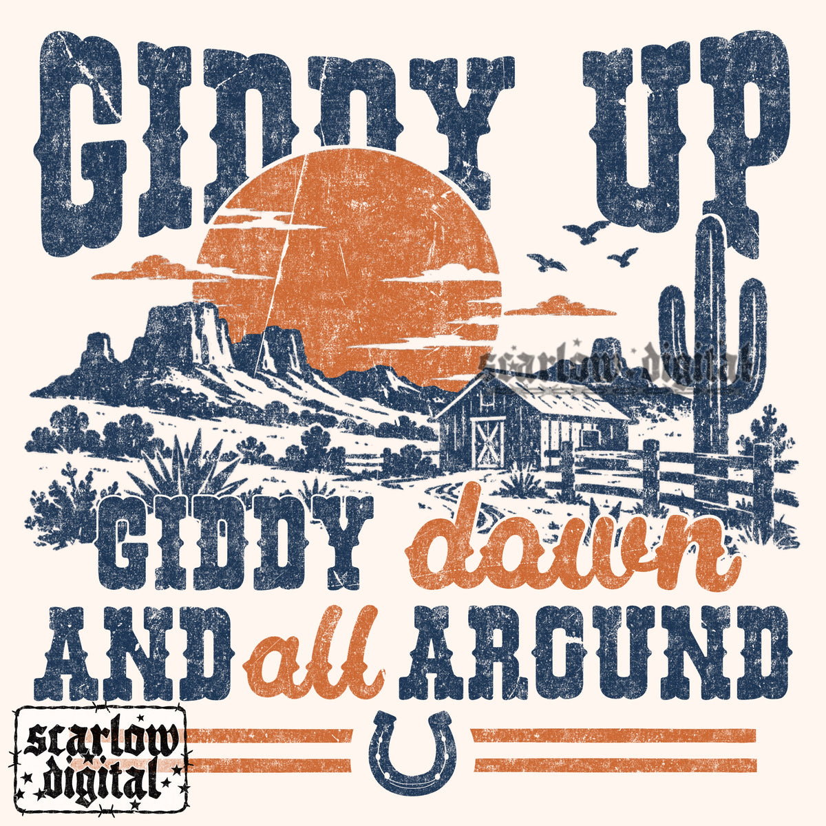 Giddy Up Giddy Down and All Around PNG Digital Design