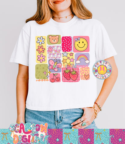 Colorful Doodle Boxes PNG Digital Design