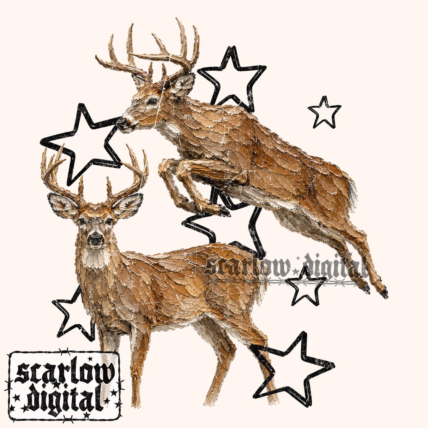 Painted Deer PNG Digital Design