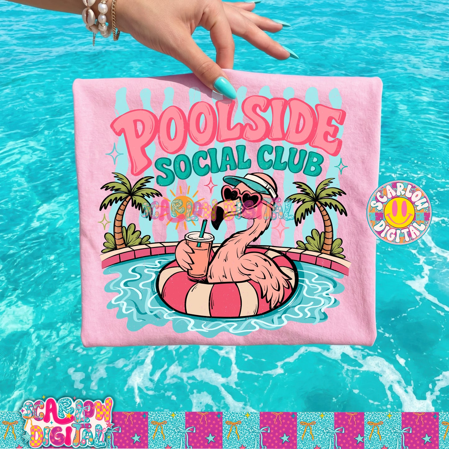 Poolside Social Club PNG Digital Design (Includes both WITH stripes and WITHOUT stripes)
