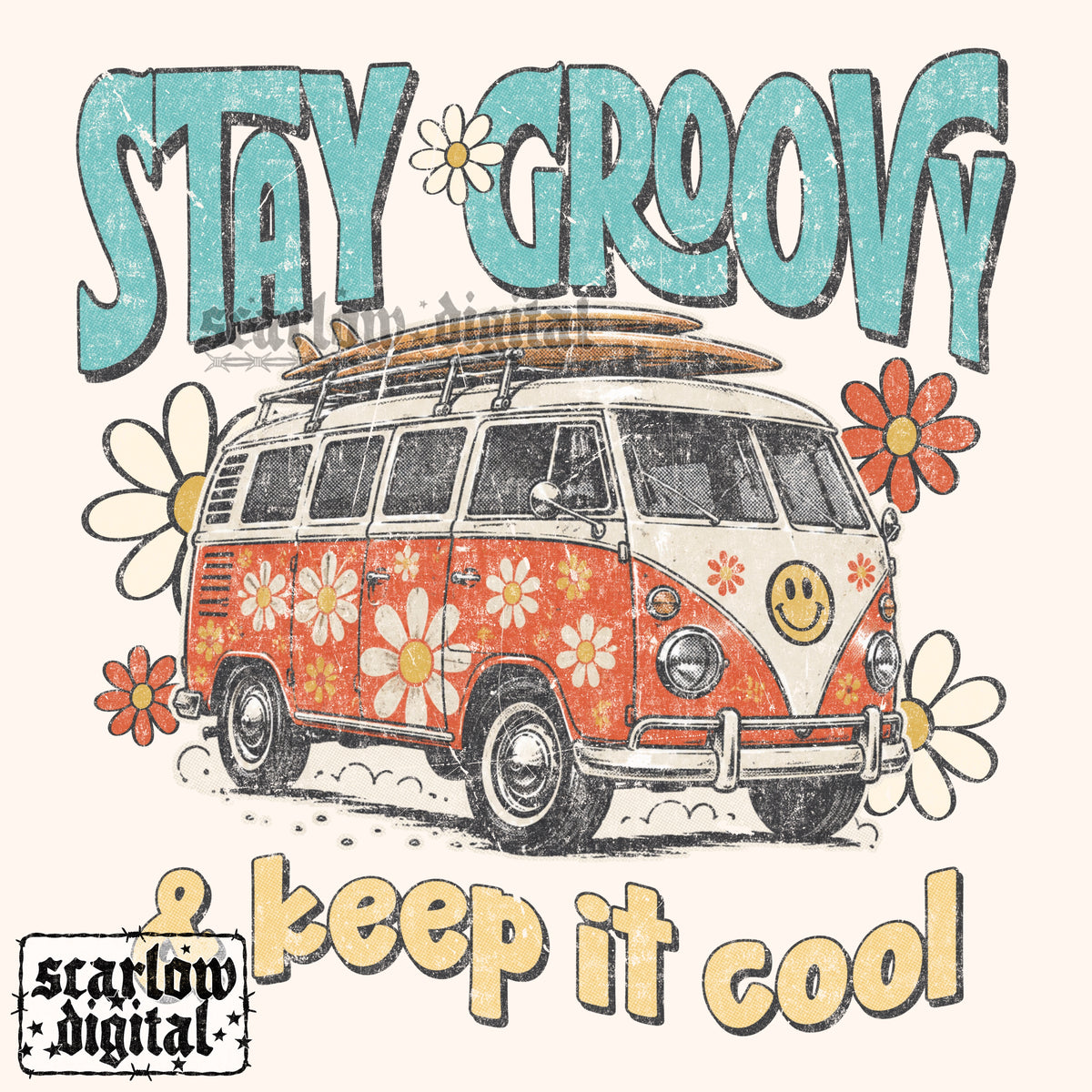 Stay Groovy & Keep It Cool PNG Digital Design