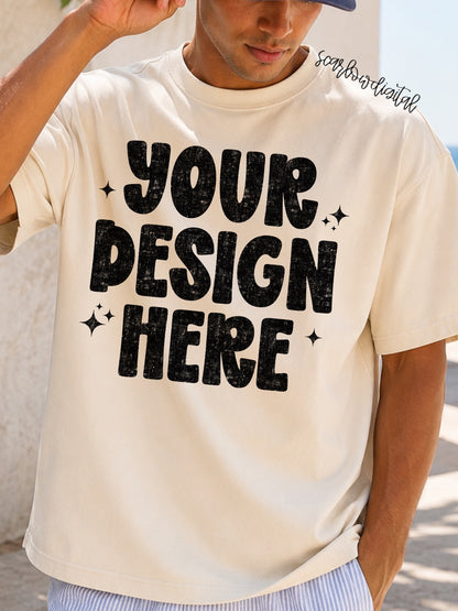 Ivory Comfort Colors Unisex Garment-Dyed Heavyweight T-Shirt 1717 Mockup