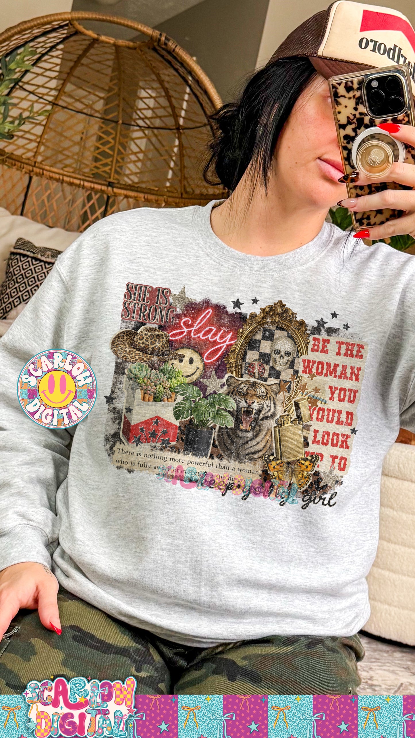 Strong Woman Collage PNG Digital Design