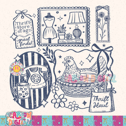Thrift Store Goods PNG Digital Design