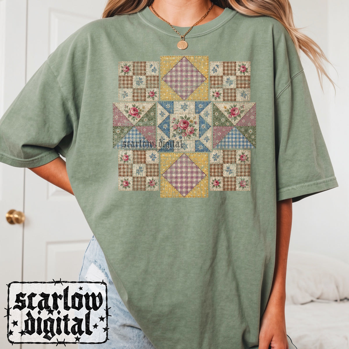 Faux Vintage Quilt PNG Digital Design