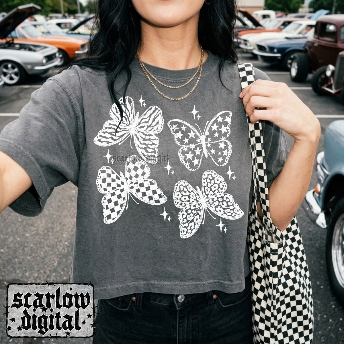 Retro Butterflies PNG Digital Design
