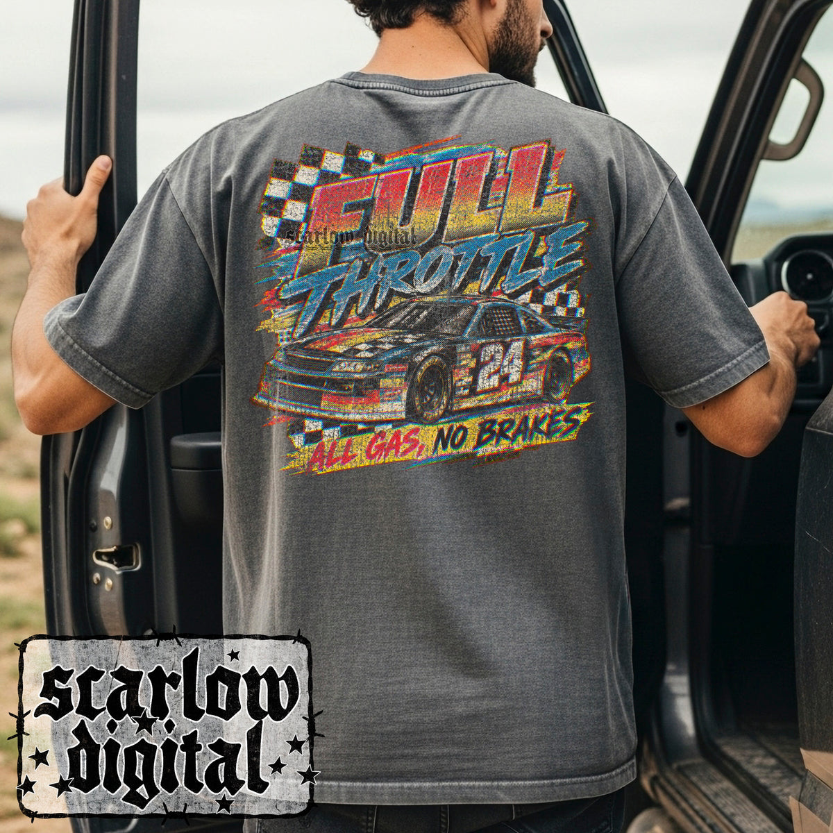 Full Throttle All Gas No Brakes Racing PNG Digital Design