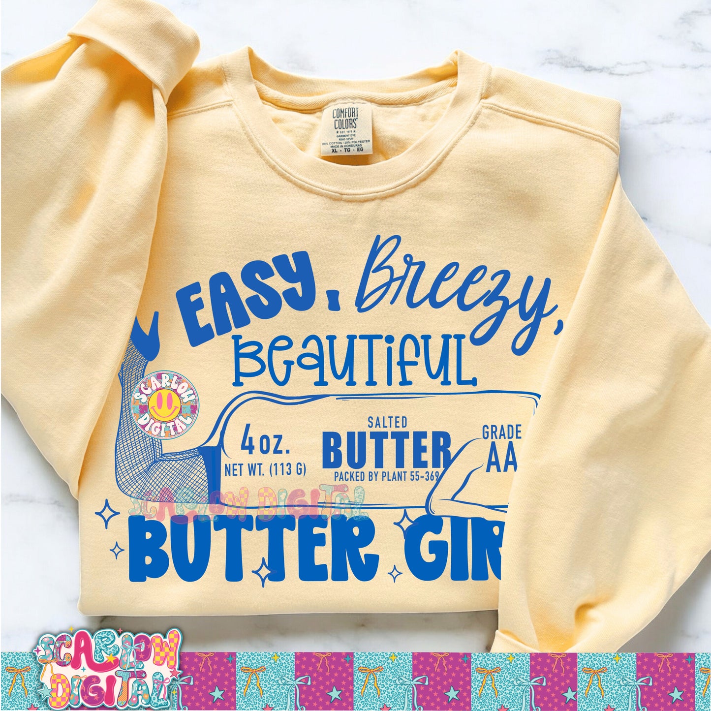 Easy Breezy Beautiful Butter Girl PNG Digital Design