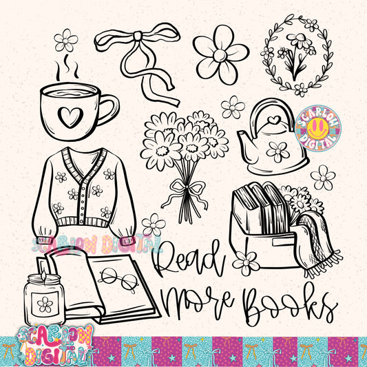 Read More Books PNG Digital Design