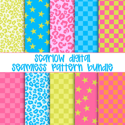 Neon Seamless Pattern Bundle Digital Design