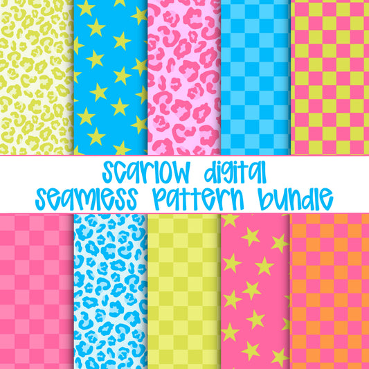 Neon Seamless Pattern Bundle Digital Design