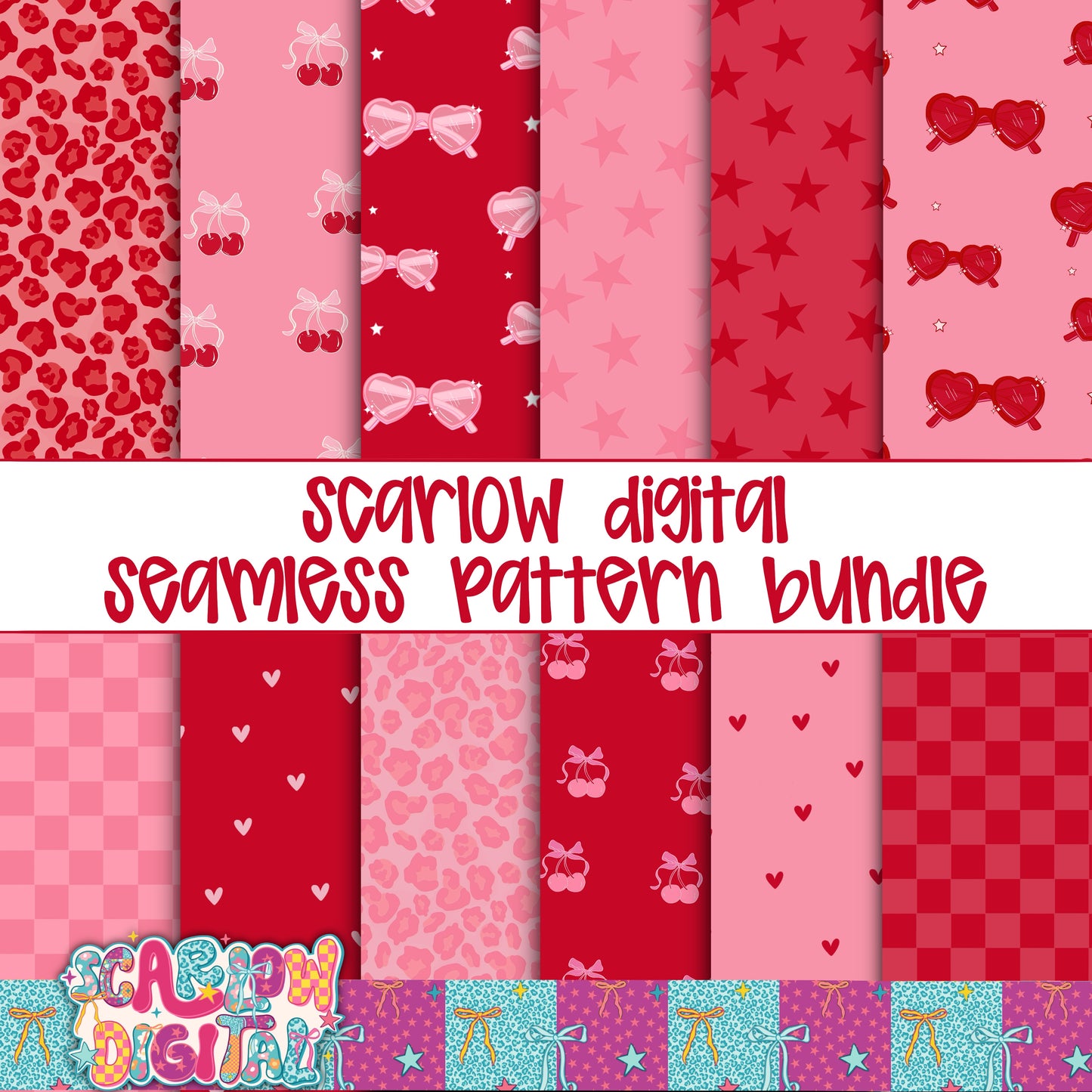 Valentine's Day Seamless Pattern Bundle Digital Design