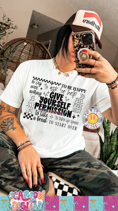 Give Yourself Permission PNG Digital Design