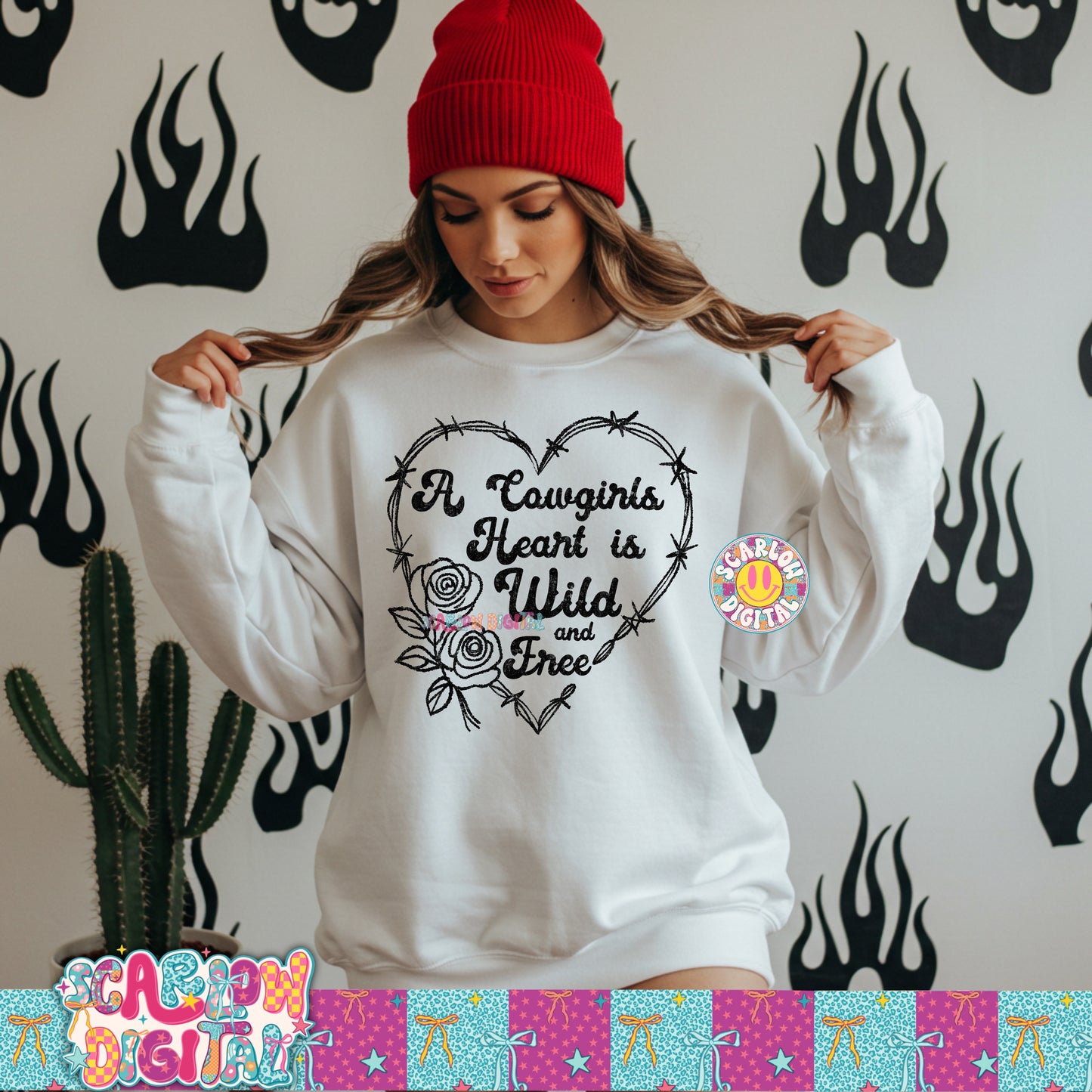 A Cowgirl's Heart is Wild and Free PNG Digital Design