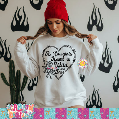 A Cowgirl's Heart is Wild and Free PNG Digital Design