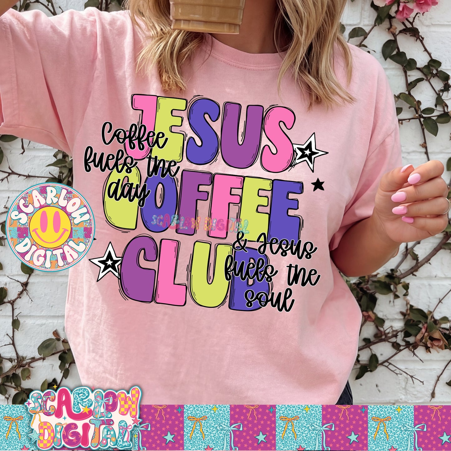 Jesus Coffee Club PNG Digital Design - Coffee Fuels the Day and Jesus Fuels the Soul