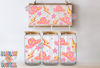 Cowgirl Can Glass Wrap PNG Digital Design Download, cowgirl hat png, girly can glass wrap png, retro can glass png, western can glas png
