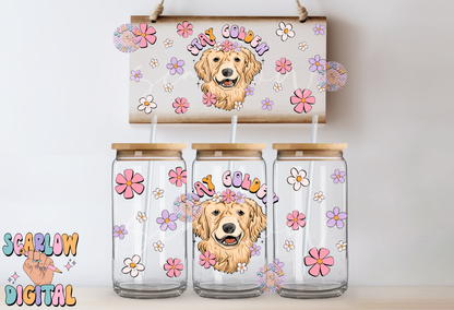 Stay Golden Can Glass Wrap PNG-Golden Retriever Sublimation Digital Design Download-dog mama can glass wrap, floral can glass wrap png