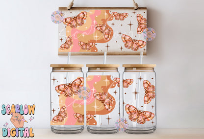 Butterfly Can Glass Wrap PNG-Boho Digital Design Download-girly can glass wrap, moth cup wrap png, girl png designs, retro can glass wraps