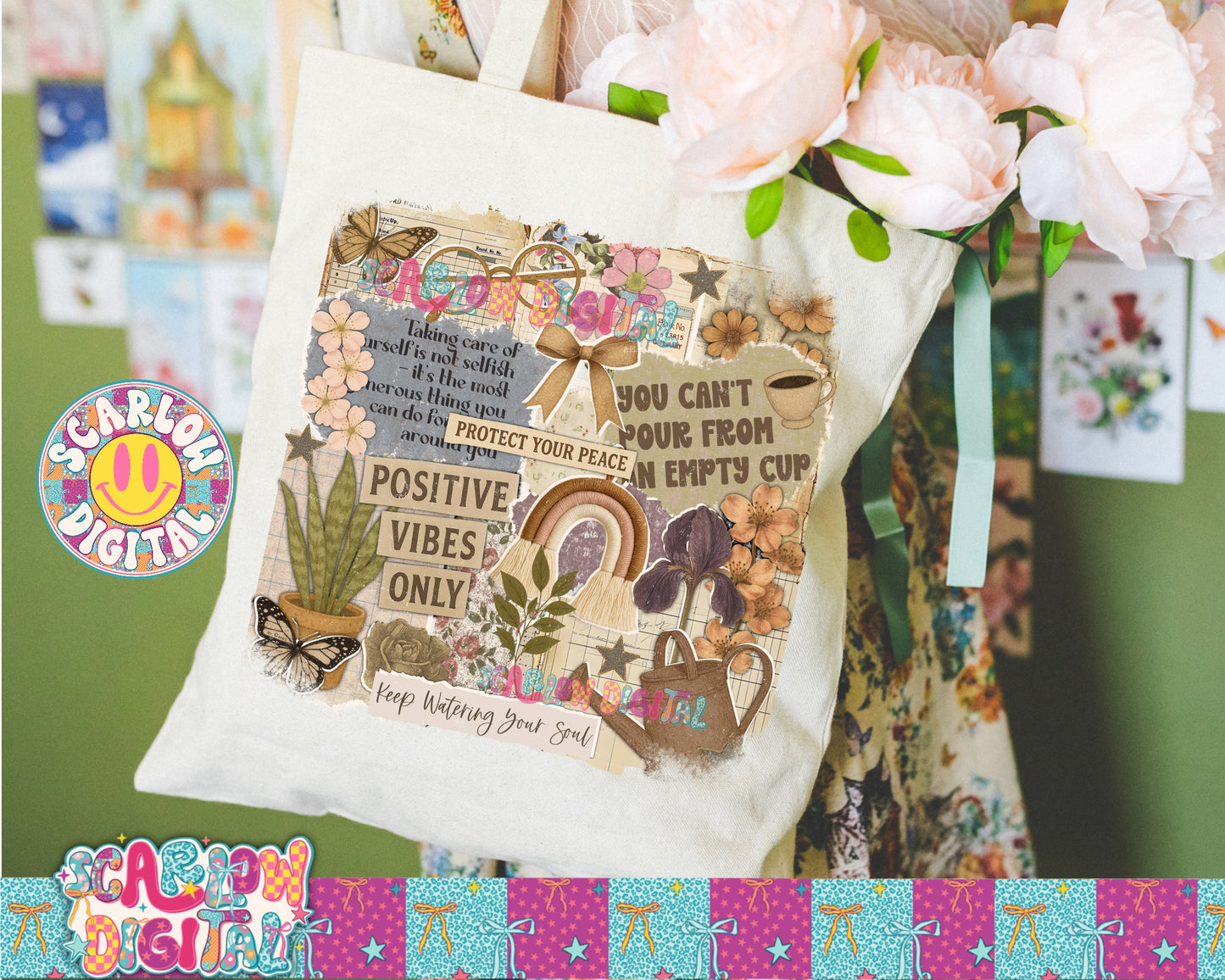 Self Care Scrapbook PNG Digital Design