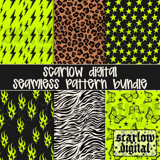 Lime Green Seamless Pattern Bundle Digital Design