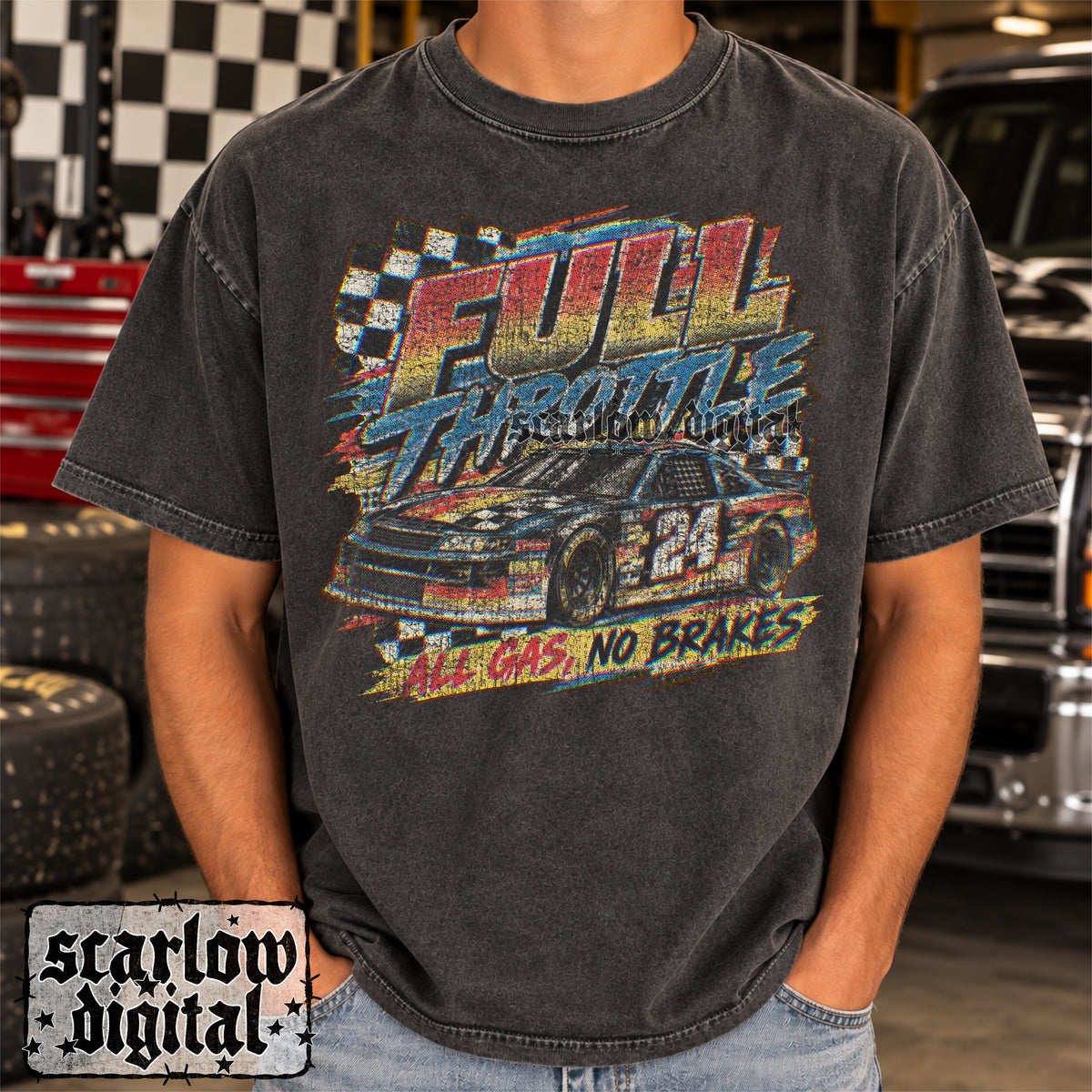 Full Throttle All Gas No Brakes Racing PNG Digital Design