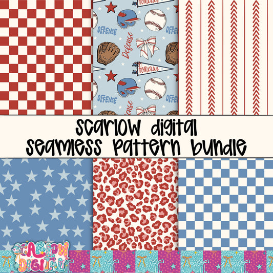 Baseball Seamless Pattern Bundle Digital Design