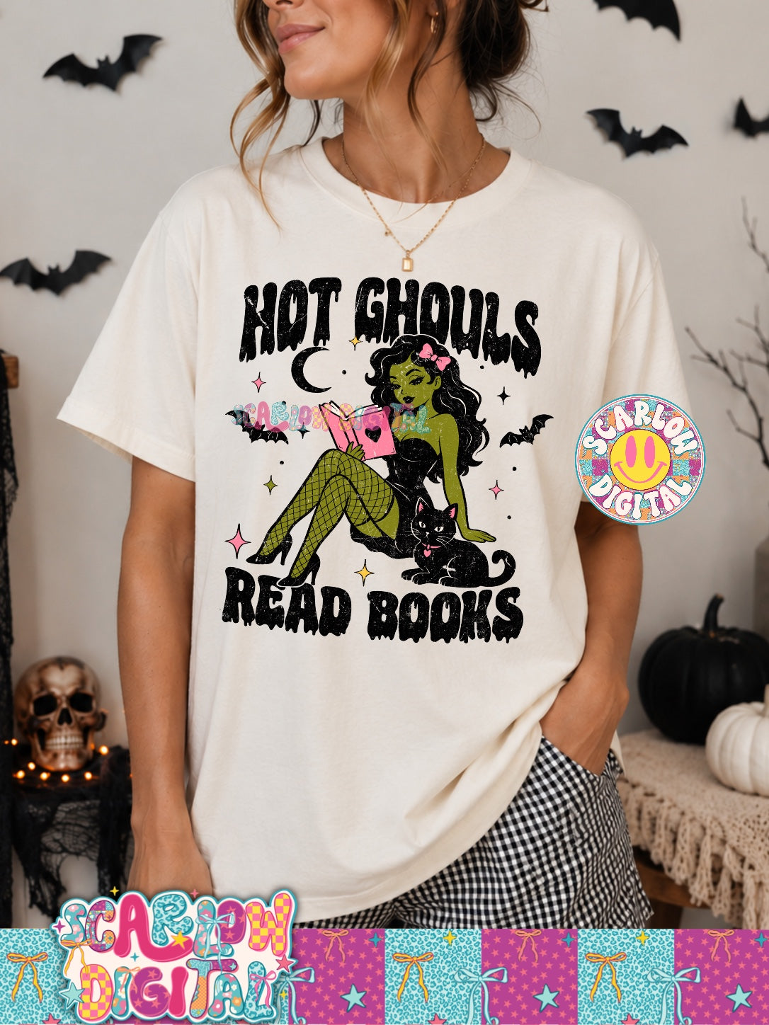 NEW NEW NEW! Hot Ghouls Read Books PNG Digital Design
