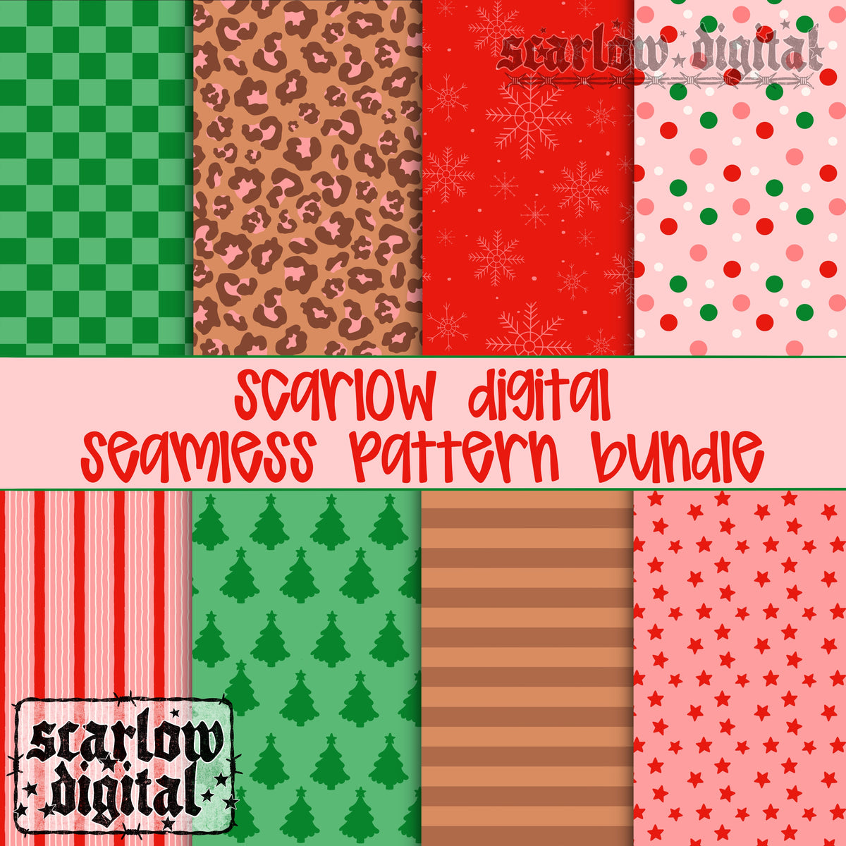 Christmas Seamless Pattern Bundle Digital Design