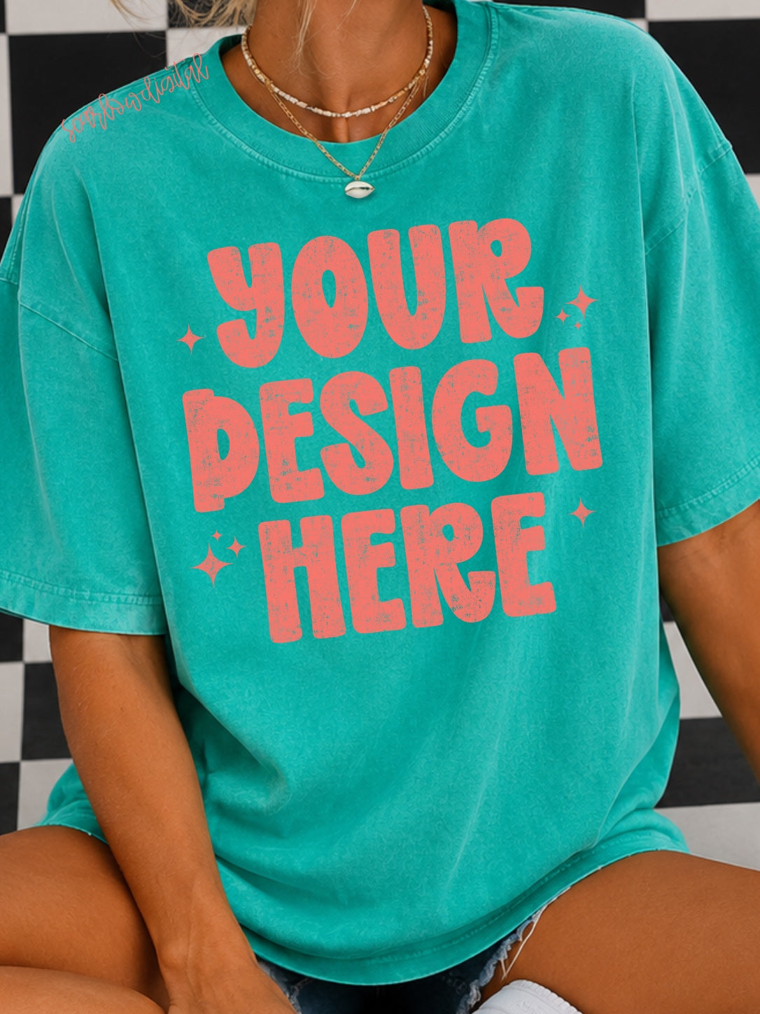 Seafoam Comfort Colors Unisex Garment-Dyed Heavyweight T-Shirt 1717 Mockup