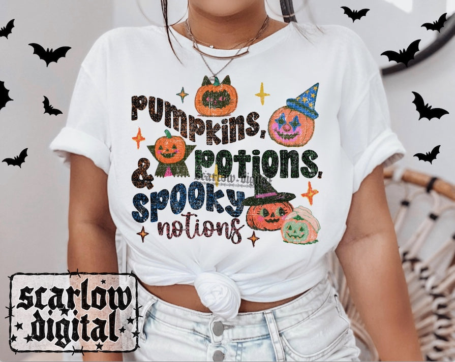 Pumpkins Potions and Spooky Notions PNG Digital Design