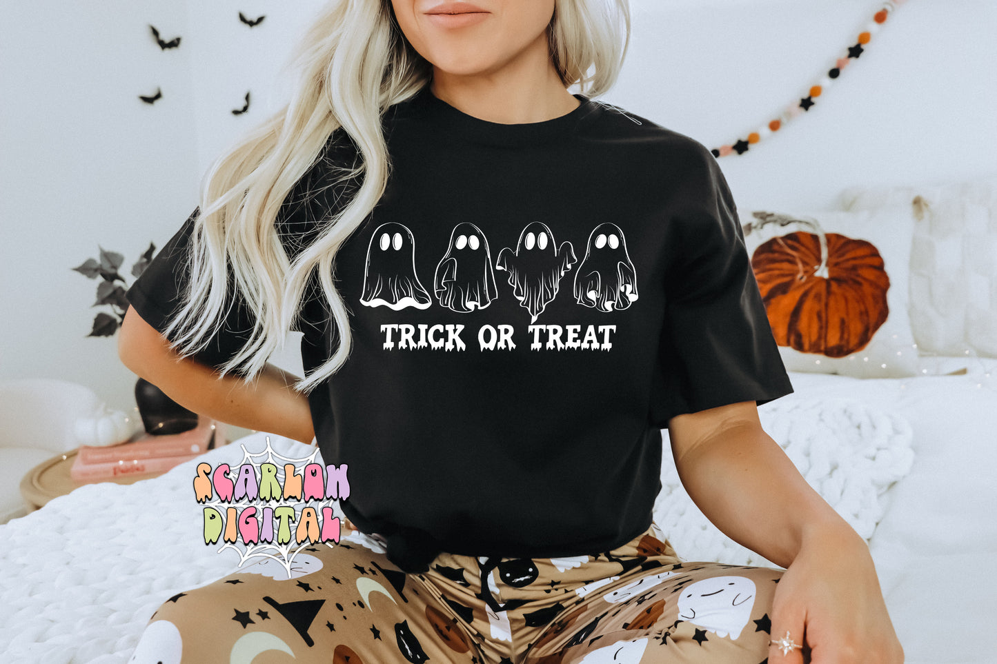 Trick or Treat SVG-Halloween Cut File Digital Design Download-spooky season svg, ghost svg, boho ghost svg, retro svg, vintage halloween svg