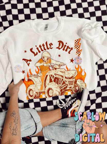 A Little Dirt Never Hurt PNG Digital Design Download, 4-wheeler png, atv png, mud png, little boy png, grunge png, edgy png, png for boys
