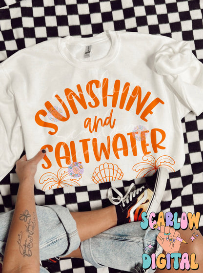 Sunshine and Saltwater Beach Club PNG Digital Design Download, summer png, single color png, Beachy png, simple trendy png, palm trees png