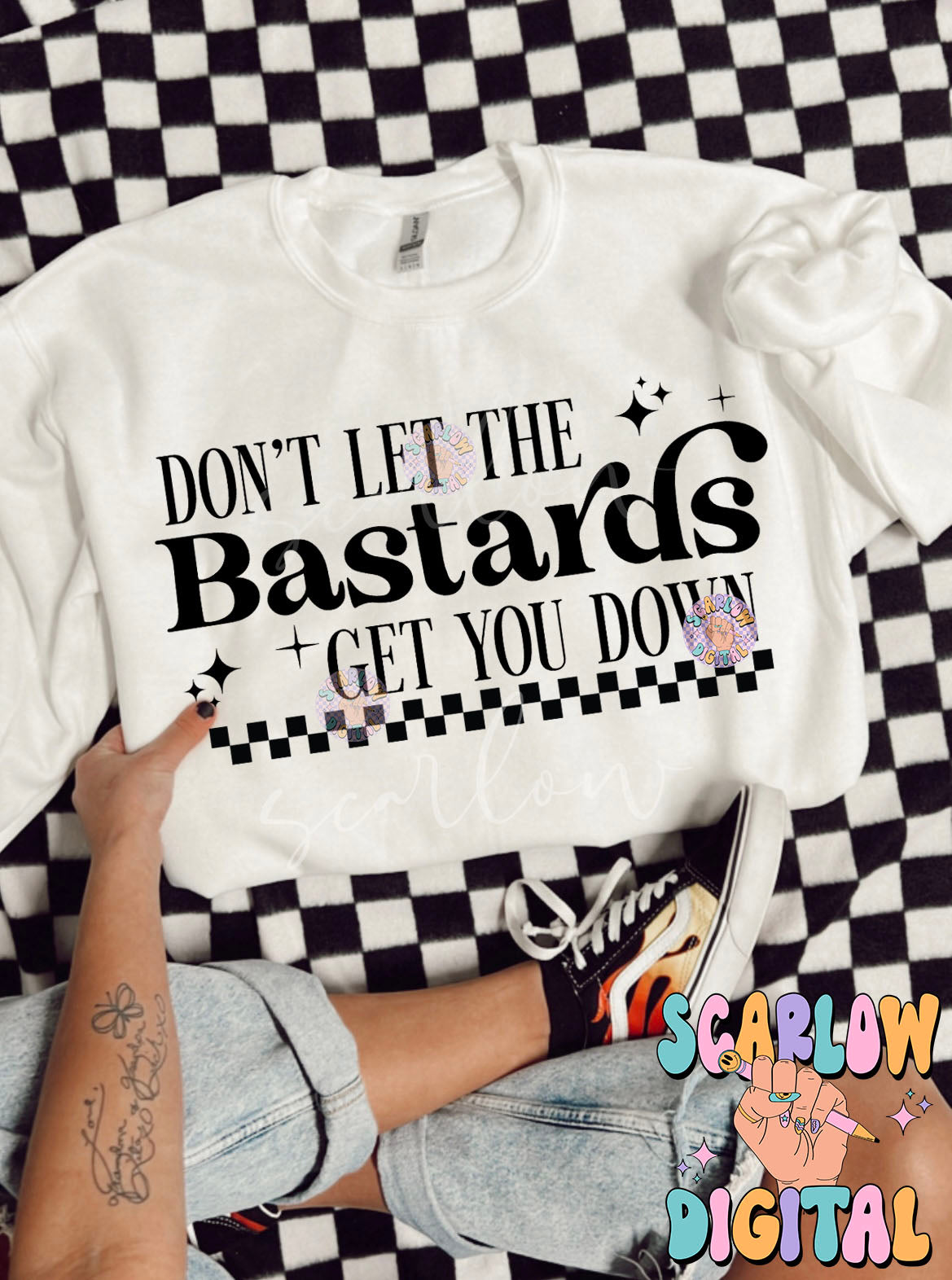 Don't Let The Bastards Get You Down PNG Digital Design Download, funny png, adult humor png, crude humor png, checkers png, retro png design