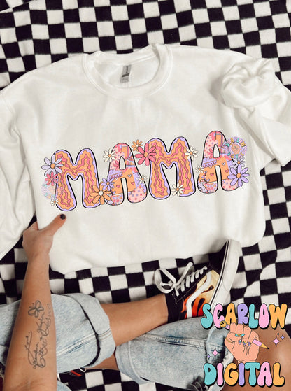 Front and Back Mama PNG Digital Design Download, floral mama png, trendy mama png, retro mama png, mama mini png, mommy and me png design