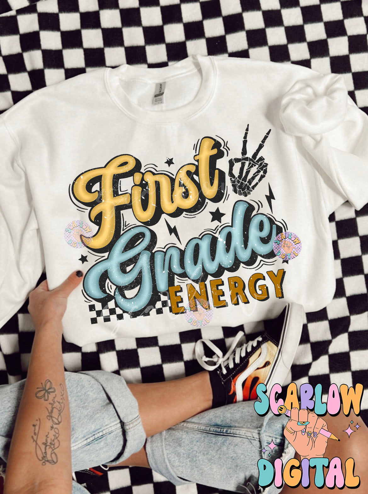 First Grade PNG Digital Design Download, back to school png, checkered png, boy school png, retro png, trendy png, first day of school png