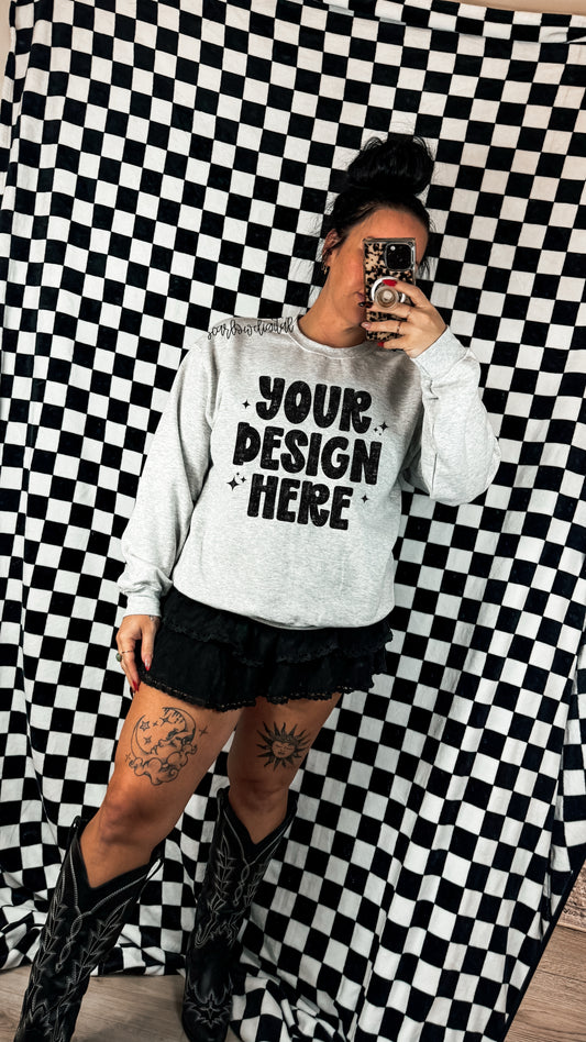 ✨ NEW NEW NEW ✨ Ash Grey Gildan - Unisex Heavy Blend Crewneck Sweatshirt 18000 Mockup