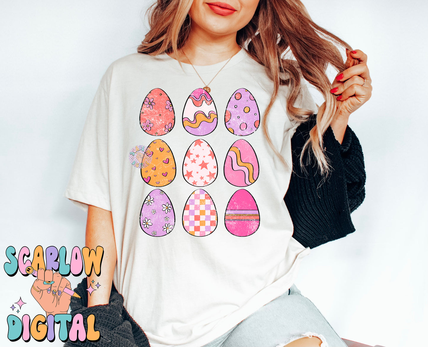 Preppy Easter Eggs PNG Sublimation Digital Design Download, girly easter png, dyed easter eggs png, spring png, girly easter designs png