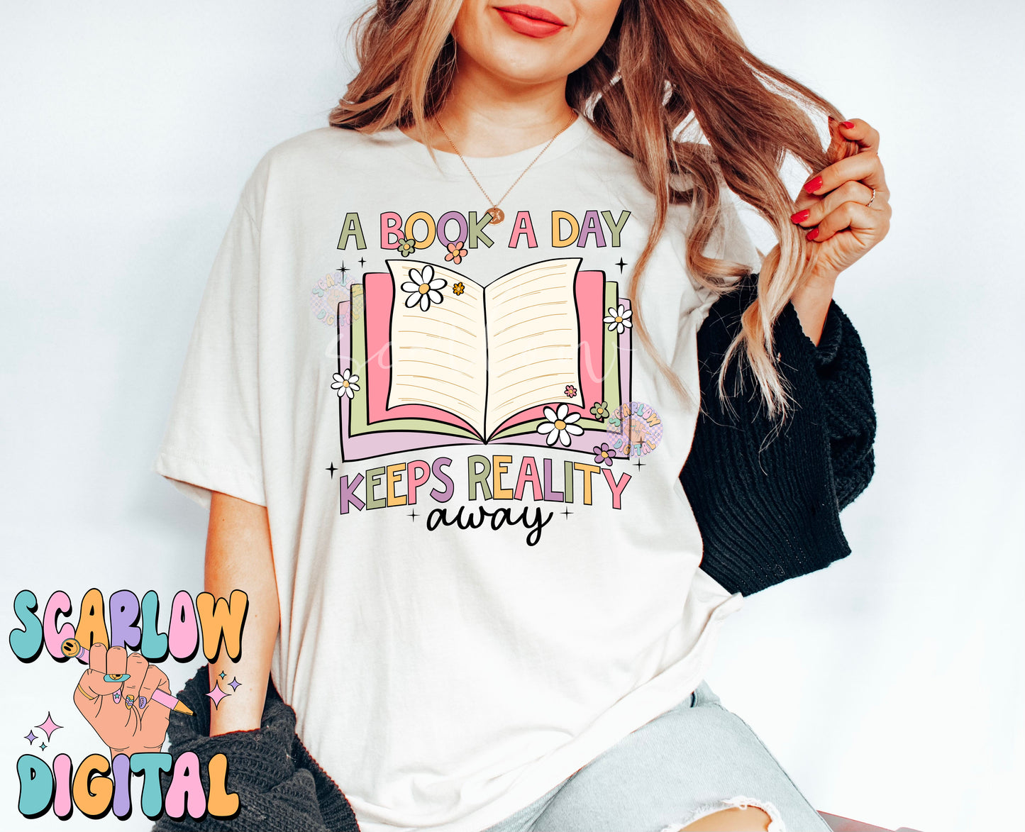 A Book a Day Keeps Reality Away PNG Sublimation Digital Design Download, smut png, reading png, books png, tbr png, funny book png designs