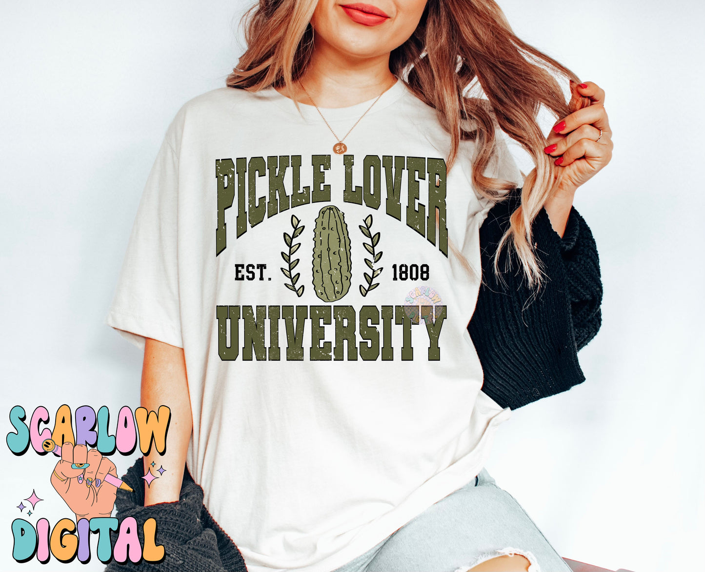 Pickle Lover University PNG Sublimation Digital Design Download, university tee png, varsity letters png, pickle png, pickle slut png design