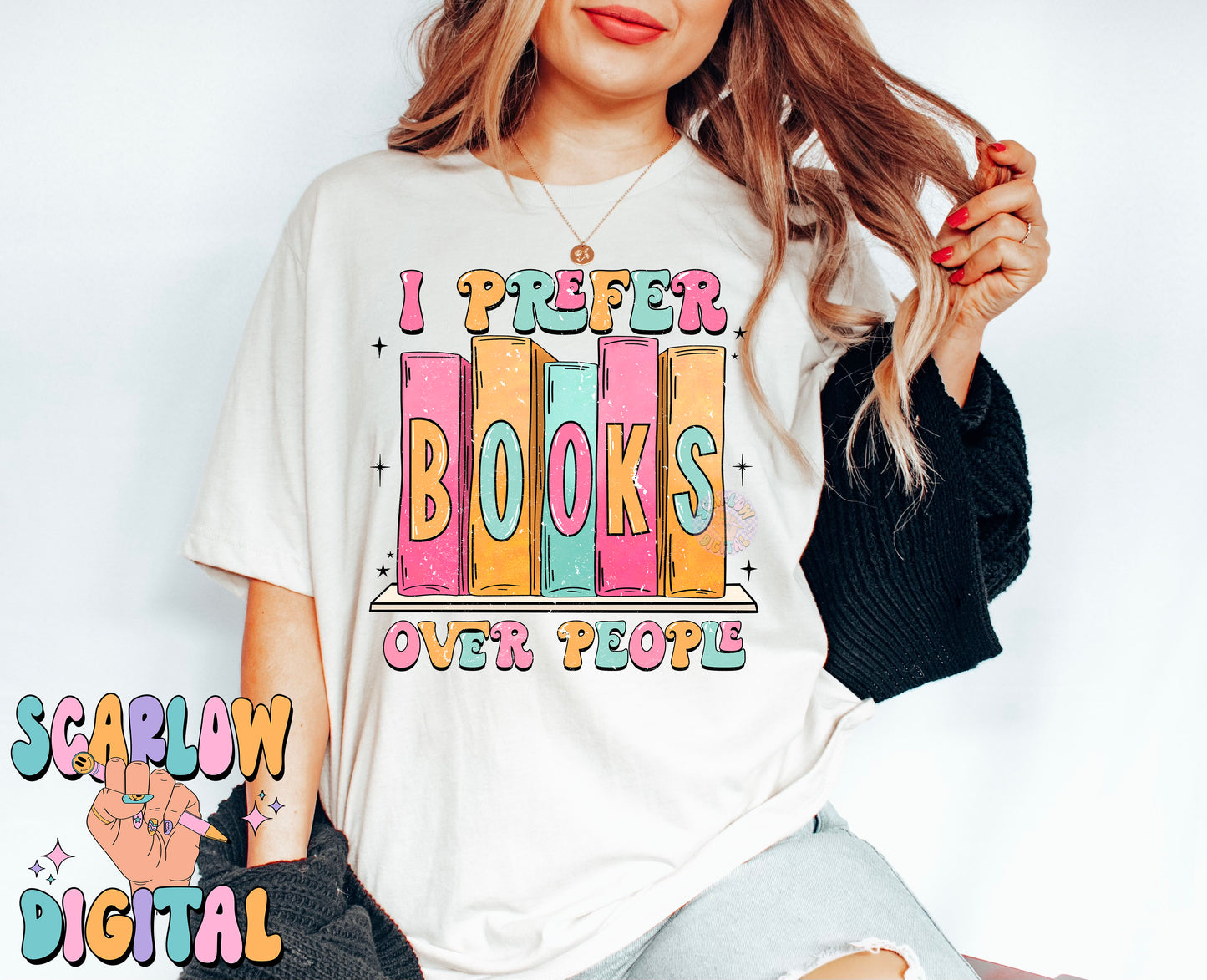 I Prefer Books Over People PNG Sublimation Digital Design Download, png for readers, books tshirt designs, book lover png, smut png designs