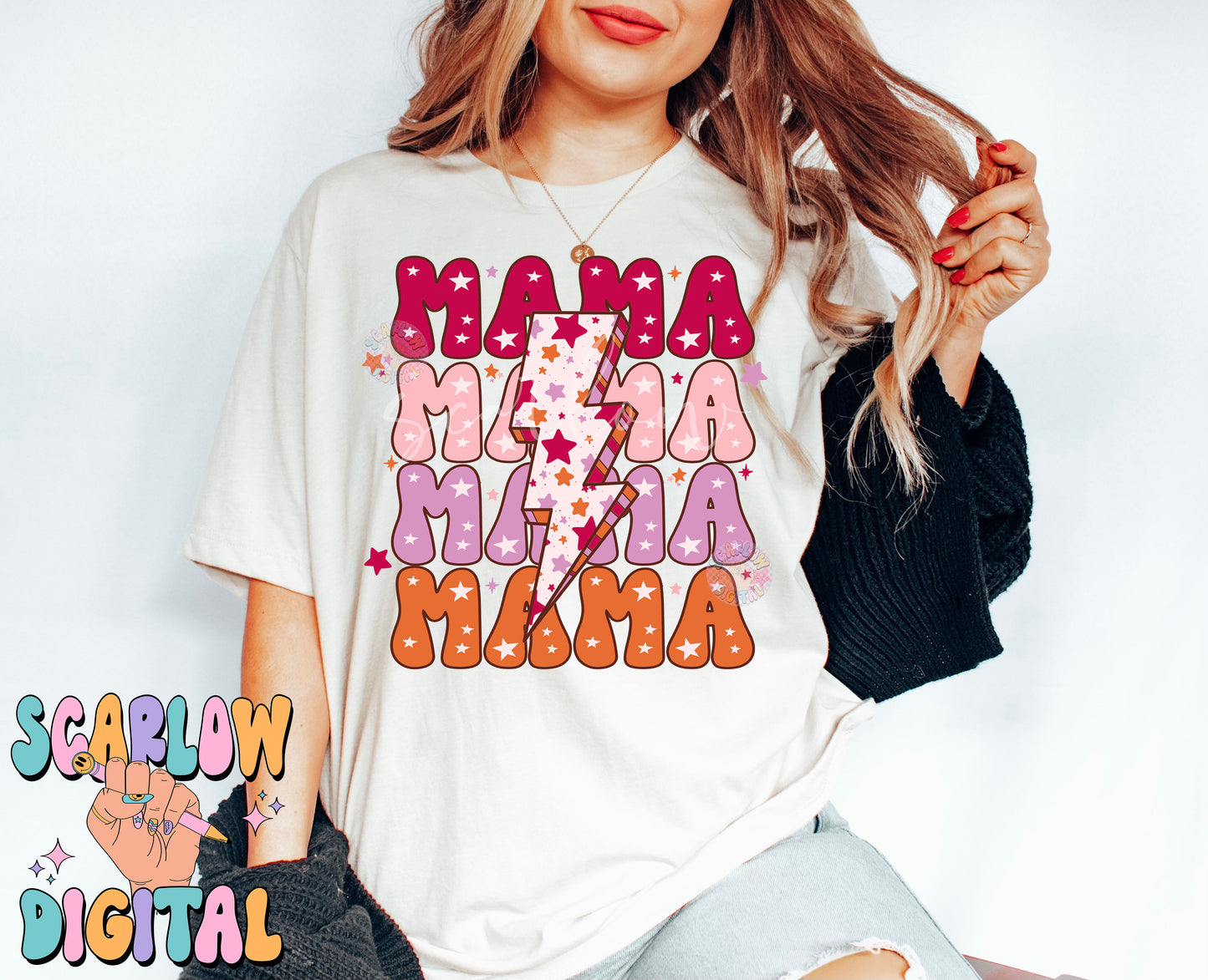 Mama PNG-Retro Sublimation Digital Design Download-stars png, retro mama png, mama mini png, mommy and me png, png for mom, mom of girls png