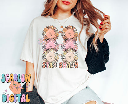 Stay Shady PNG-Floral Sunglasses Sublimation Digital Design Download-flowers png, summertime png, boho girl png, sunnies png, girly designs