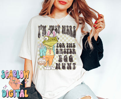 I'm Just Here For The Easter Egg Hunt PNG-Frog Sublimation Digital Design Download-funny easter png, adult easter png, funny frog png design