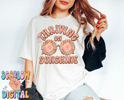 Thriving on Sunshine PNG-Summer Sublimation Digital Design Download-flower sunglasses png, summertime png, floral png, boho girl png designs