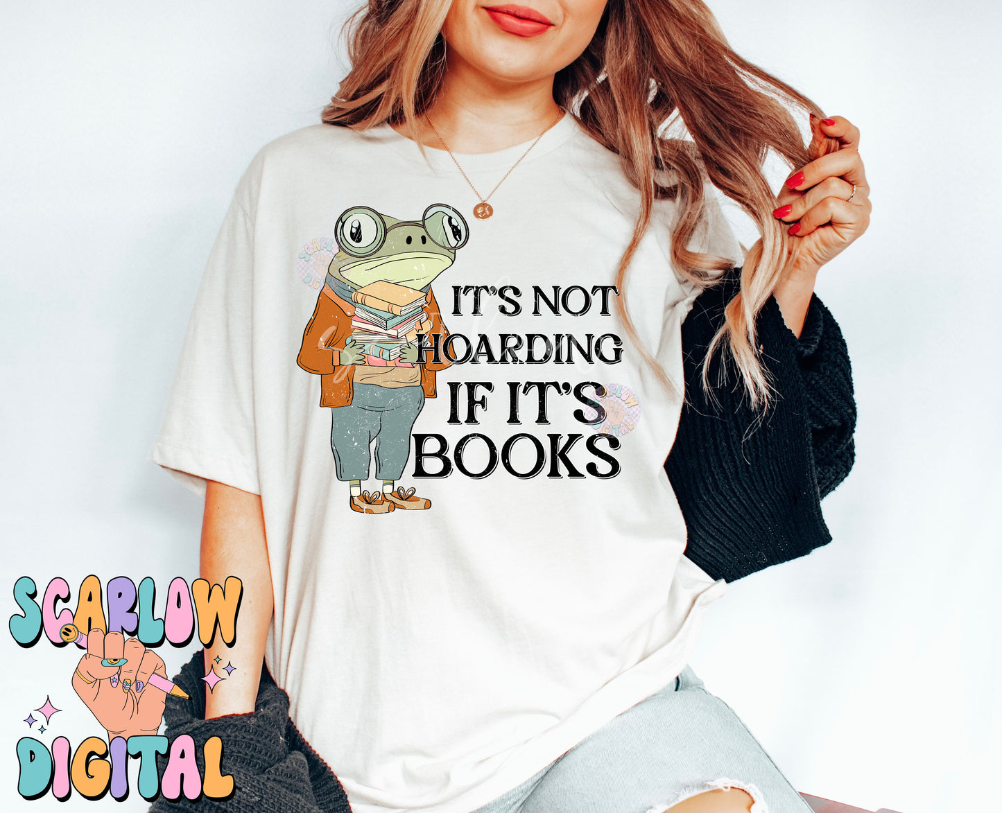 It's Not Hoarding If It's Books PNG-Funny Sublimation Digital Design Download-frog png, book reader png, adult humor png, smut png designs