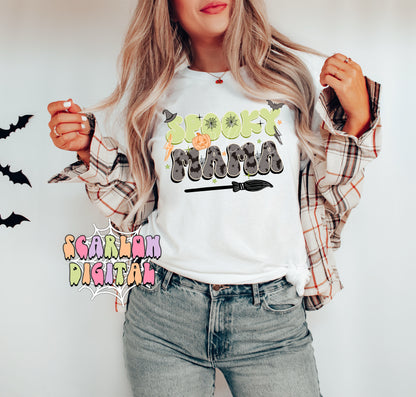 Spooky Mama PNG-Halloween Sublimation Digital Design Download-bats png, spooky season png, mom and me png, png for mom, pumpkins png design